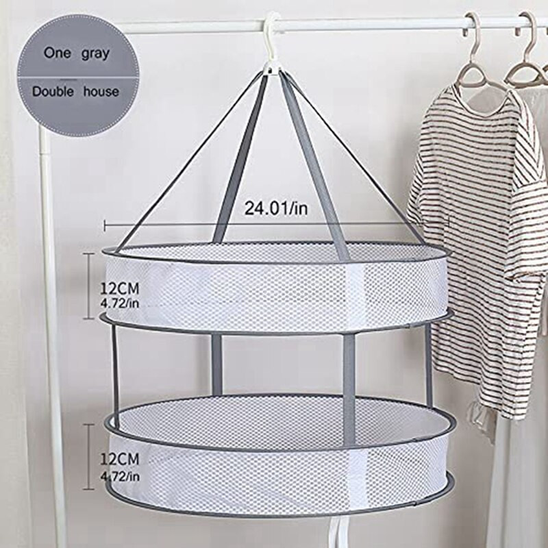 Dvoslojna prozračna košara za odjeću, mreža za sušenje, čarape za sušenje, umjetna odjeća, popločani džepovi s mrežom za kućanstvo, vješalice