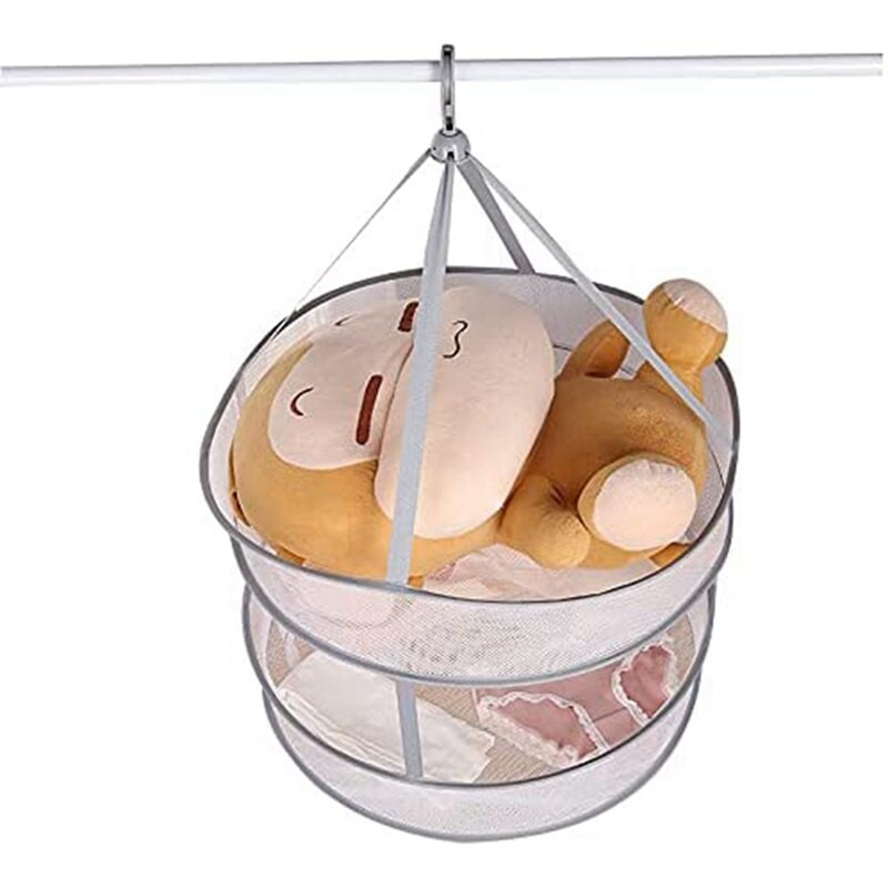 Dvoslojna prozračna košara za odjeću, mreža za sušenje, čarape za sušenje, umjetna odjeća, popločani džepovi s mrežom za kućanstvo, vješalice