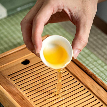 Бамбукова тава за чай Дренаж Съхранение на вода Kung Fu Чай Чайната стая Комплект чекмеджета Стаен чай Домакинска маса Китайска чайна дъска C3V3