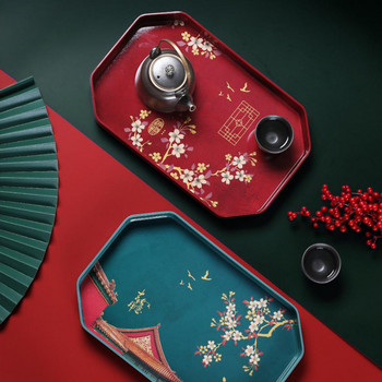 за Кухненска табла за чай Китайски стил Табла за сервиране на маса Меламинова миеща се шарка на цветя за кухня
