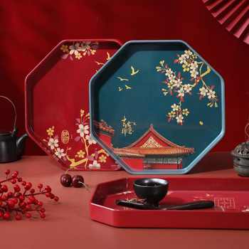 за Кухненска табла за чай Китайски стил Табла за сервиране на маса Меламинова миеща се шарка на цветя за кухня
