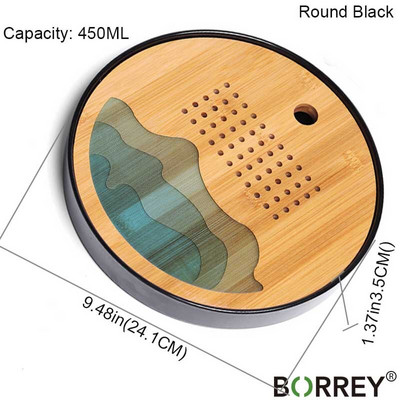 BORREY Fa kínai teatálca Vízelvezető tálca Tea tabl kung fu tea Kávéforraló Teáskanna Tároló Evőeszközök Tálalótálca