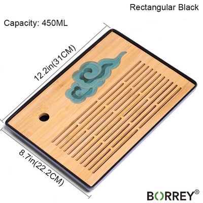 BORREY Fa kínai teatálca Vízelvezető tálca Tea tabl kung fu tea Kávéforraló Teáskanna Tároló Evőeszközök Tálalótálca