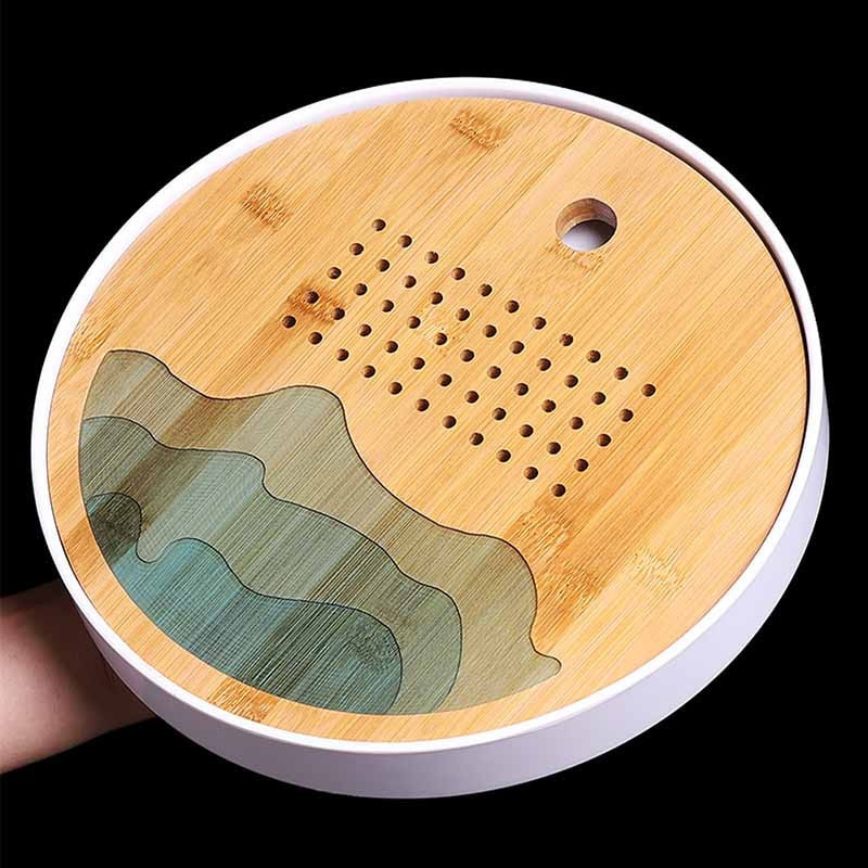 BORREY Fa kínai teatálca Vízelvezető tálca Tea tabl kung fu tea Kávéforraló Teáskanna Tároló Evőeszközök Tálalótálca