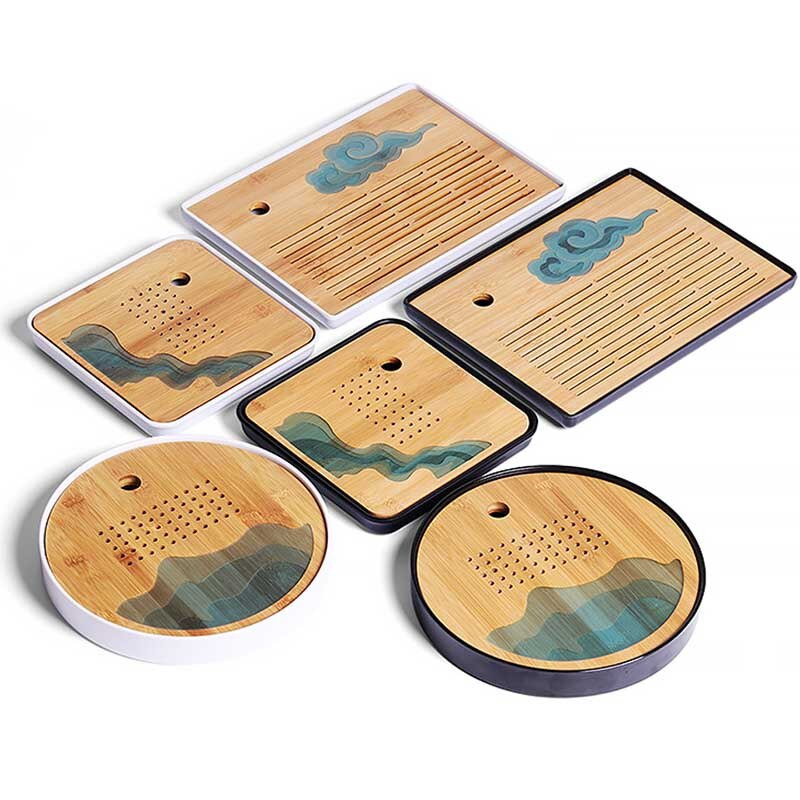 BORREY Fa kínai teatálca Vízelvezető tálca Tea tabl kung fu tea Kávéforraló Teáskanna Tároló Evőeszközök Tálalótálca