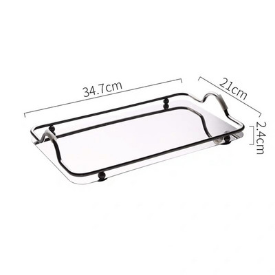 Šiaurės šalių prabangus arbatos padėklas Didelis stačiakampis padėklas su rankena Kavos desertinių gėrimų patiekimo padėklas Elegantiškas stalo laikymo padėklas namų dekoras