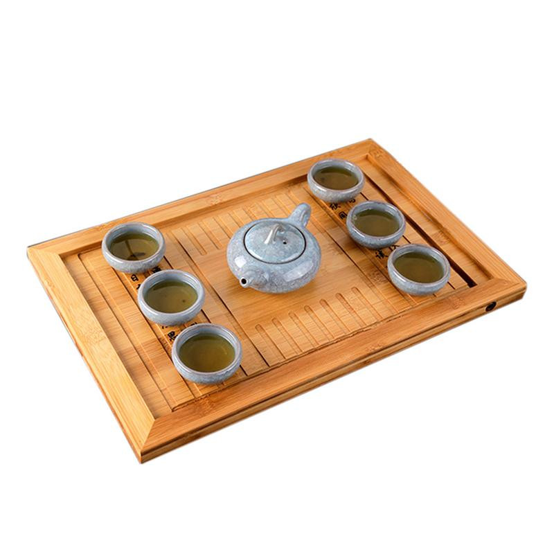 Kínai hagyományok Bambusz teatálca Szilárd bambusz teatábla Kung Fu teaeszközök csészéhez teáskanna kézműves tálca Kínai kultúra teáskészlet