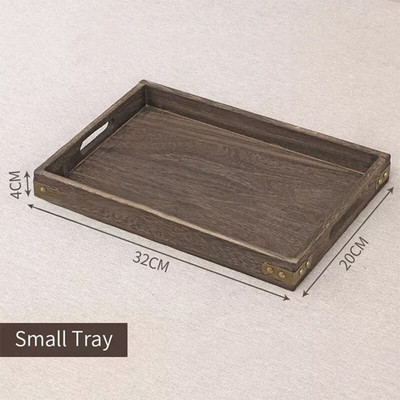Tavă de servire Ceai de ceai din lemn Farfurie Tavi pentru pizza Dreptunghi japonez Fructe Pâine Desert Farfurii de cafea Platouri cu mâner