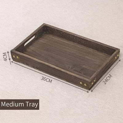 Tavă de servire Ceai de ceai din lemn Farfurie Tavi pentru pizza Dreptunghi japonez Fructe Pâine Desert Farfurii de cafea Platouri cu mâner