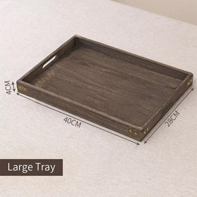 Tavă de servire Ceai de ceai din lemn Farfurie Tavi pentru pizza Dreptunghi japonez Fructe Pâine Desert Farfurii de cafea Platouri cu mâner