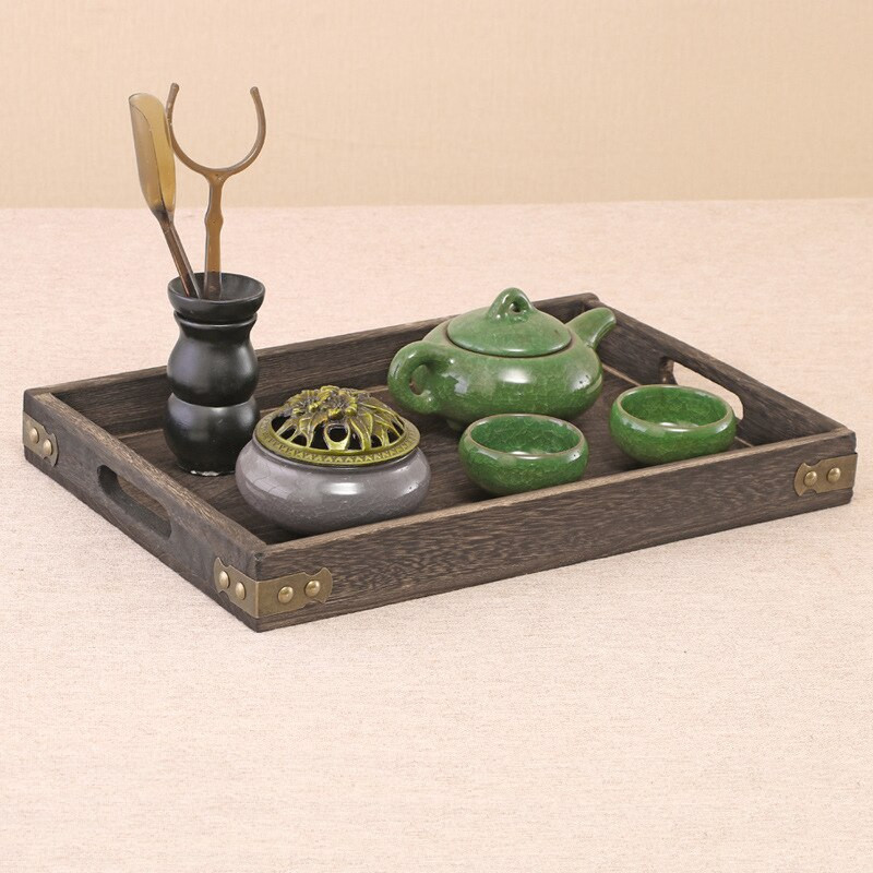 Tavă de servire Ceai de ceai din lemn Farfurie Tavi pentru pizza Dreptunghi japonez Fructe Pâine Desert Farfurii de cafea Platouri cu mâner