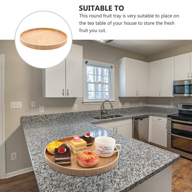 1 tk praktiline puidust puuviljavaagen täispuidust prooviga ümmargune teelaua puuviljade magustoidualus suupistete jaoks