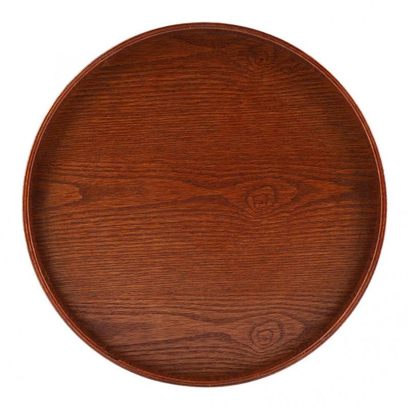 poslužavnik Okrugli oblik Puno drvo Čaj Kava Grickalice Obroci Poslužni poslužavnik Tanjur Restoranski pladnjevi 37,5 cm oolong čaj