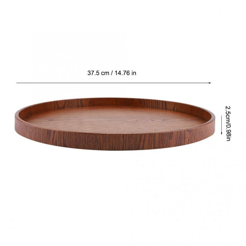 poslužavnik Okrugli oblik Puno drvo Čaj Kava Grickalice Obroci Poslužni poslužavnik Tanjur Restoranski pladnjevi 37,5 cm oolong čaj