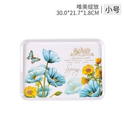 Europos arbatos padėklas Buitinis stačiakampis vandens puodelis Arbatos puodelio padėklas Svetainė Vaisių lėkštė su atspausdinta duonos padėklas Kavos padėklas