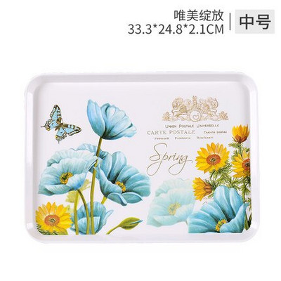 Europos arbatos padėklas Buitinis stačiakampis vandens puodelis Arbatos puodelio padėklas Svetainė Vaisių lėkštė su atspausdinta duonos padėklas Kavos padėklas