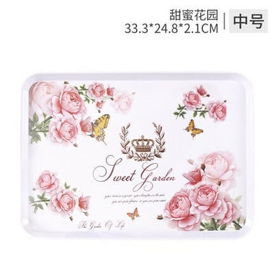 Europos arbatos padėklas Buitinis stačiakampis vandens puodelis Arbatos puodelio padėklas Svetainė Vaisių lėkštė su atspausdinta duonos padėklas Kavos padėklas