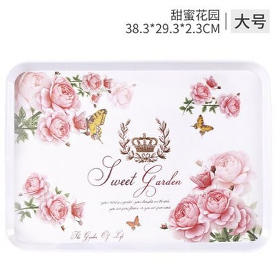 Europos arbatos padėklas Buitinis stačiakampis vandens puodelis Arbatos puodelio padėklas Svetainė Vaisių lėkštė su atspausdinta duonos padėklas Kavos padėklas