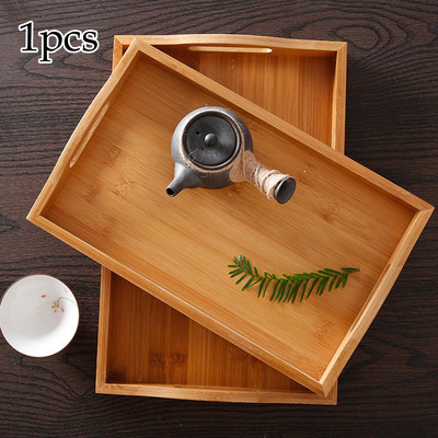 Natūralus medinis serviravimo padėklas Dekoratyvinis savitarnos lėkštės vakarienės maistui užkandžių padėklai arbatos ir kavos gėrimų lėkštė Lengvai nešiojama virtuvei