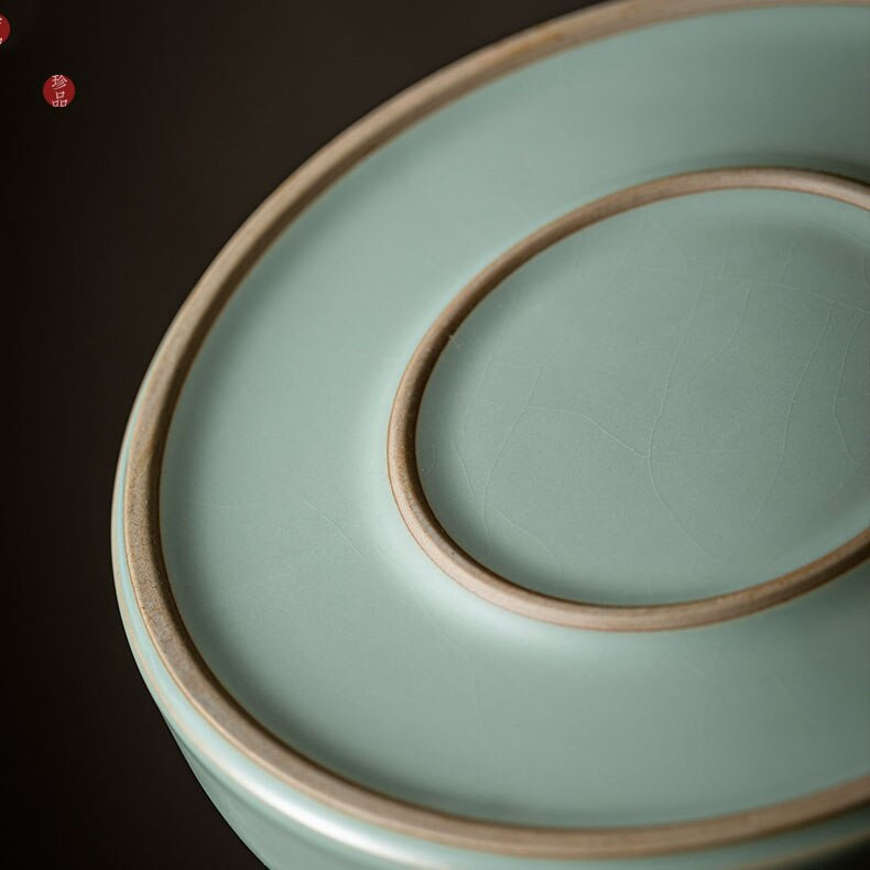 Azúrový porcelánový zásobník vody na suchý varný stôl, nový Ru pec, bambusový kryt, hrniec s ložiskom, malý čajový podnos, čínsky kung-fu čajový obrad