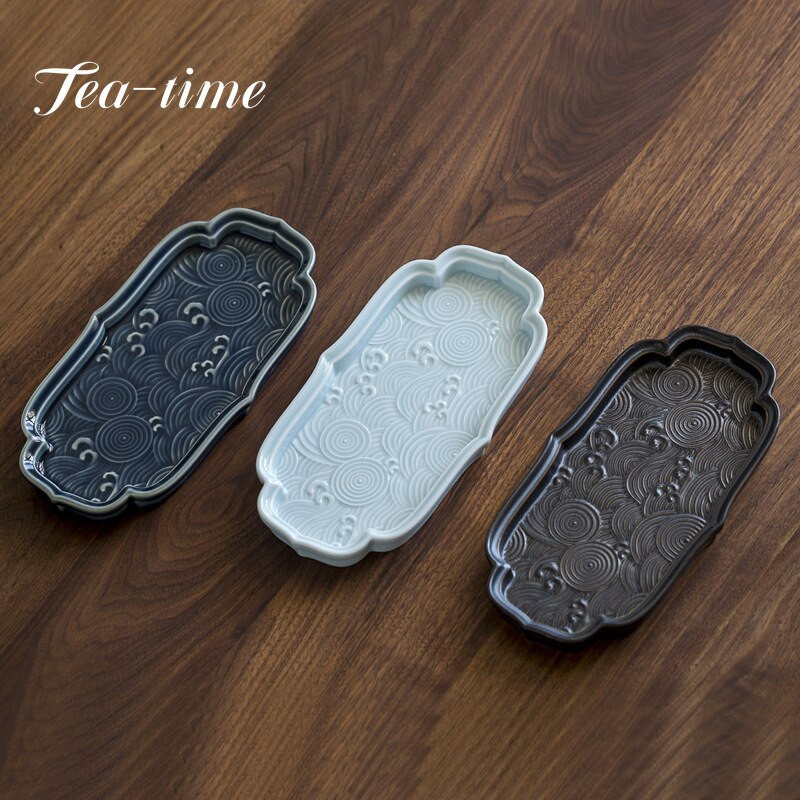 Disc din ceramică cu becuri uscate, în relief japonez, cu purtător Jingdezhen, farfurie pentru ceai Celadon, cu becuri uscate, cu fructe, pentru gustare, farfurie de servire, tavă de ceai