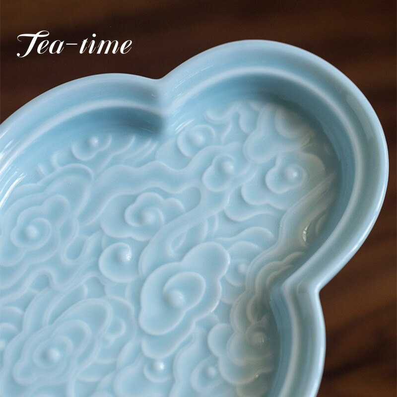 Disc din ceramică cu becuri uscate, în relief japonez, cu purtător Jingdezhen, farfurie pentru ceai Celadon, cu becuri uscate, cu fructe, pentru gustare, farfurie de servire, tavă de ceai