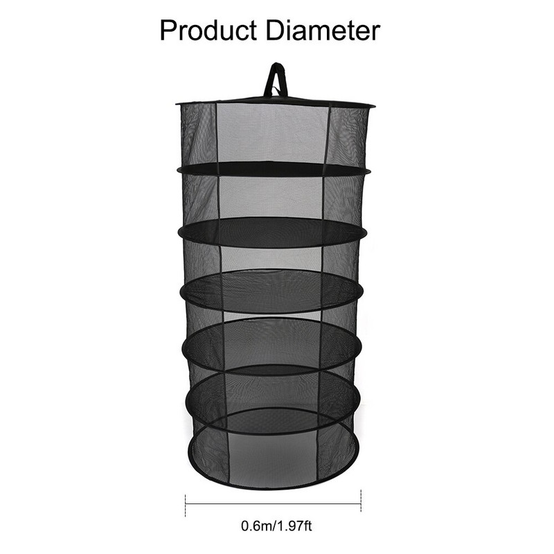 4/6/8 sluoksnių kabantis krepšelis sulankstomas džiovinimo tinklelis Žolelių sauso tinklelio atidarymo forma Džiovinimo maišelis tinklelis 600 mm skersmuo žolelių gėlėms