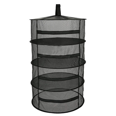 Viseći stalak za sušenje bilja, 4 sloja, mrežasti stalak za sušenje korova, viseći sklopivi viseći mrežasti s otvorom na patentni zatvarač za sušenje bilja