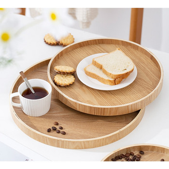 Кръгла дървена маса за чай в японски стил Поднос Кафе Снек Храна Поднос за сервиране на ястия Традиционна храна Сървър Ястия Плата за напитки