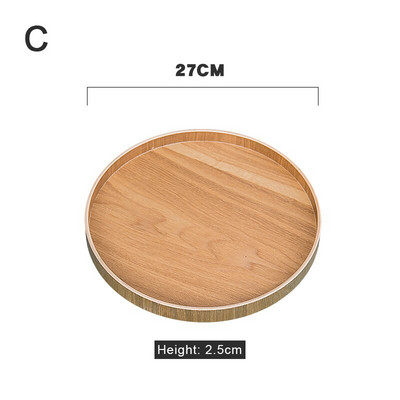 Tavă rotundă din lemn pentru ceai, în stil japonez, cafea, gustări, mâncare, masă, tavă de servire, mâncare tradițională, platou pentru băuturi
