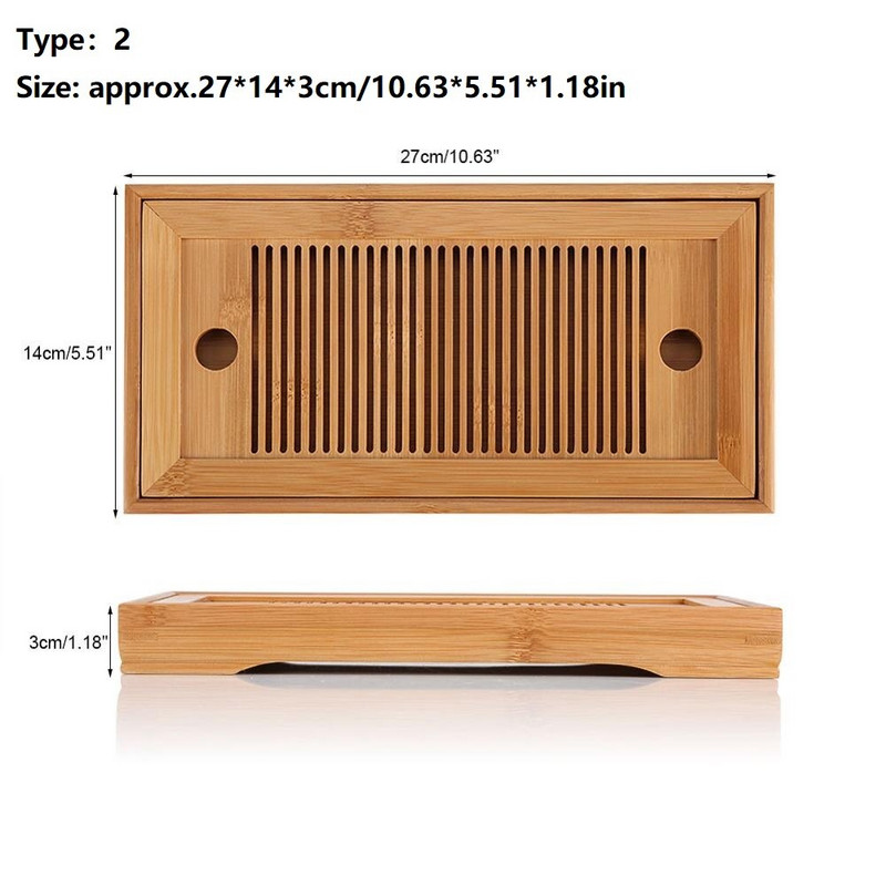 Set de tavi de ceai din bambus Kung Fu Tabla pentru camera de ceai Sertar drenaj Masa de stocare a apei Instrument de ceremonie chinezeasca Suport pentru ceai pentru biroul de acasă