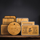 Bambusz teatálca háztartási egyszerű bambusz tálca Kung Fu teáskészlet lefolyó, hosszú, száraz áztatótálca Kis víztároló típus Tea tengeri teaasztal