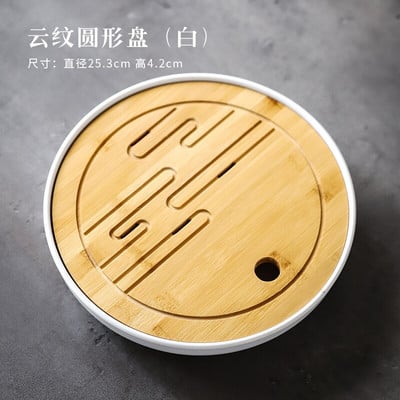 Bambusz teatálca háztartási egyszerű bambusz tálca Kung Fu teáskészlet lefolyó, hosszú, száraz áztatótálca Kis víztároló típus Tea tengeri teaasztal