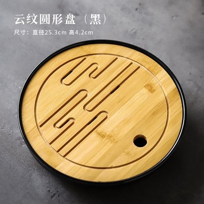 Bambusz teatálca háztartási egyszerű bambusz tálca Kung Fu teáskészlet lefolyó, hosszú, száraz áztatótálca Kis víztároló típus Tea tengeri teaasztal