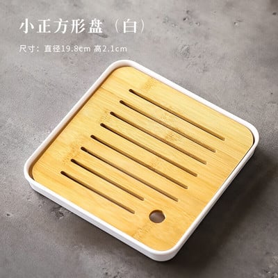 Bambusz teatálca háztartási egyszerű bambusz tálca Kung Fu teáskészlet lefolyó, hosszú, száraz áztatótálca Kis víztároló típus Tea tengeri teaasztal