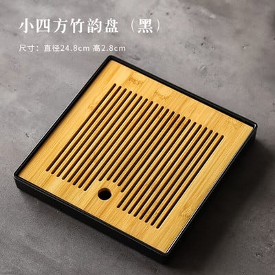 Bambusz teatálca háztartási egyszerű bambusz tálca Kung Fu teáskészlet lefolyó, hosszú, száraz áztatótálca Kis víztároló típus Tea tengeri teaasztal
