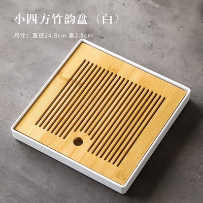 Bambusz teatálca háztartási egyszerű bambusz tálca Kung Fu teáskészlet lefolyó, hosszú, száraz áztatótálca Kis víztároló típus Tea tengeri teaasztal