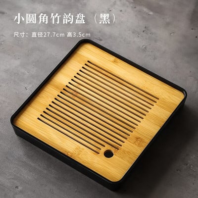Bambusz teatálca háztartási egyszerű bambusz tálca Kung Fu teáskészlet lefolyó, hosszú, száraz áztatótálca Kis víztároló típus Tea tengeri teaasztal