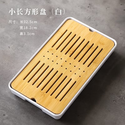 Bambusz teatálca háztartási egyszerű bambusz tálca Kung Fu teáskészlet lefolyó, hosszú, száraz áztatótálca Kis víztároló típus Tea tengeri teaasztal