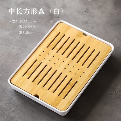 Bambusz teatálca háztartási egyszerű bambusz tálca Kung Fu teáskészlet lefolyó, hosszú, száraz áztatótálca Kis víztároló típus Tea tengeri teaasztal