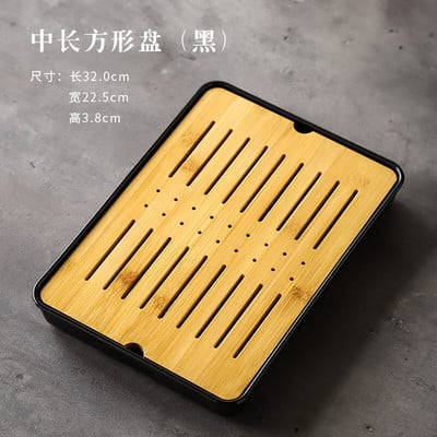 Bambusz teatálca háztartási egyszerű bambusz tálca Kung Fu teáskészlet lefolyó, hosszú, száraz áztatótálca Kis víztároló típus Tea tengeri teaasztal