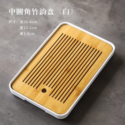Bambusz teatálca háztartási egyszerű bambusz tálca Kung Fu teáskészlet lefolyó, hosszú, száraz áztatótálca Kis víztároló típus Tea tengeri teaasztal