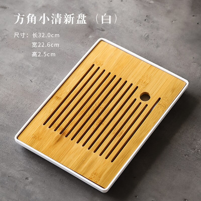 Bambusz teatálca háztartási egyszerű bambusz tálca Kung Fu teáskészlet lefolyó, hosszú, száraz áztatótálca Kis víztároló típus Tea tengeri teaasztal