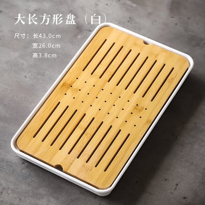 Bambusz teatálca háztartási egyszerű bambusz tálca Kung Fu teáskészlet lefolyó, hosszú, száraz áztatótálca Kis víztároló típus Tea tengeri teaasztal