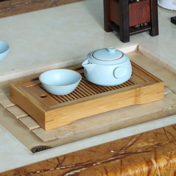 Кунг-фу комплект за чай от естествено дърво бамбукова поднос за чай правоъгълна традиционна бамбукова поднос за чай пуер маса за чай