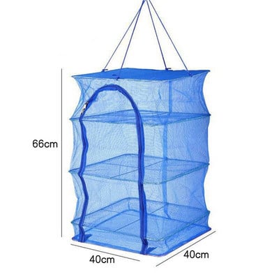 Összehajtható 4 rétegű Szárító Horgászháló Függő Kosár Zöldség halételek Szárító állványtáska Hálós ketrec Virágok Rügyek Növényrendező