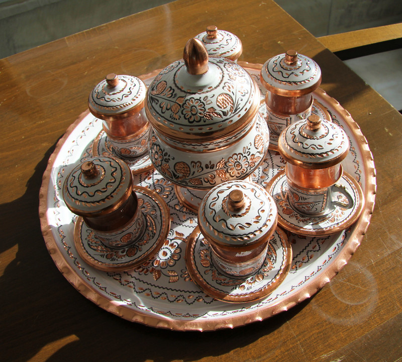 Varinis serviravimo padėklas Motinos dienos dovanų 34 cm apvalus padėklas Turkiškas rankų darbo padėklas Vintage Tray kavos arbatos padėklas rytietiškas padėklas serviravimui