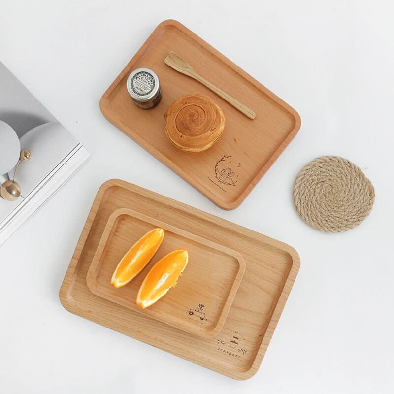 Jednostavnost Drveni pladanj Dječji nerazdijeljeni tanjur Pravokutni pladanj za doručak Čajni tanjur Restoran Drveni pribor