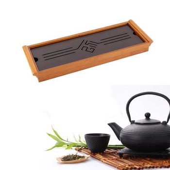 Бамбукова поднос за сервиране Поднос за чай Чаша Чиния Традиционен китайски стил Поднос за сервиране Kung Fu Аксесоар за чай Аксесоари за домашна кухня