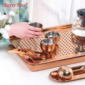 Китайска тава за чай от неръждаема стомана Съхранение на дренажна вода Kung Fu Комплект за чай Домакинска дъска за чай Съхранение за церемония Инструмент за чай